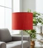 10-Inch Red Texture Fabric Drum Lampshade