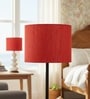 10-Inch Red Texture Fabric Drum Lampshade