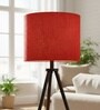 10-Inch Red Texture Fabric Drum Lampshade
