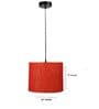 10-Inch Red Texture Fabric Drum Pendant Light, Modern Hanging Ceiling Lamp