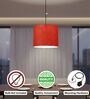 10-Inch Red Texture Fabric Drum Pendant Light