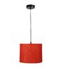 10-Inch Red Texture Fabric Drum Pendant Light, Modern Hanging Ceiling Lamp