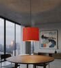 10-Inch Red Texture Fabric Drum Pendant Light, Modern Hanging Ceiling Lamp