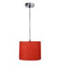 10-Inch Red Texture Fabric Drum Pendant Light