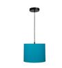 10-Inch Teal Fabric Drum Pendant Light, Modern Hanging Ceiling Lamp
