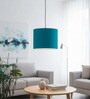 10-Inch Teal Fabric Drum Pendant Light