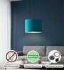 10-Inch Teal Fabric Drum Pendant Light, Modern Hanging Ceiling Lamp