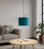 10-Inch Teal Fabric Drum Pendant Light