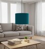 10-Inch Teal Fabric Drum Pendant Light