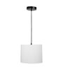 10-Inch White Fabric Drum Pendant Light, Modern Hanging Ceiling Lamp