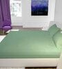 Green 144 TC 100 % Cotton Double Size Bedsheet With 2 Pillow Covers