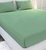 Green 144 TC 100 % Cotton Double Size Bedsheet With 2 Pillow Covers