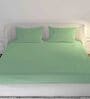 Green 144 TC 100 % Cotton Double Size Bedsheet With 2 Pillow Covers