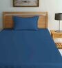 Blue Solid 144 TC 100 % Cotton Single Bedhseet with 1 pillow cover