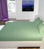 Green Solid 144 TC Cotton 1 Double King Size Bedsheet with 2 Pillow Covers