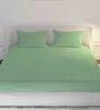 Green Solid 144 TC Cotton 1 Double King Size Bedsheet with 2 Pillow Covers