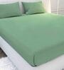 Green Solid 144 TC Cotton 1 Double King Size Bedsheet with 2 Pillow Covers