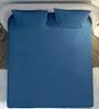 Blue Solid 144 TC Cotton King Size Bedsheet With 2 Pillow Covers 