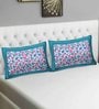 Blue Floral 104 TC 100 % Cotton 27X17 Inches Pillow Covers (Set of 2)