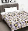 100% Cotton 110 GSM Floral Print Yellow & Violet Double Bed AC Dohar Blanket Quilt