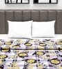 100% Cotton 110 GSM Floral Print Yellow & Violet Double Bed AC Dohar Blanket Quilt