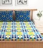 Blue Geometric 120 TC Cotton 1 Double Bedsheet with 2 Pillow Covers