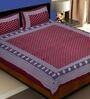 Red Traditional 200 TC Cotton 1 Double Bedsheet with 2 Pillow Covers