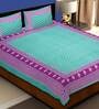 Blue Traditional 200 TC Cotton 1 Double King Size Bedsheet with 2 Pillow Covers