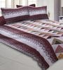 Burgundy Geometric 200 TC Cotton 1 Double Bedsheet with 2 Pillow Covers