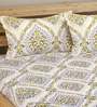 White Traditional 180 TC Cotton 1 Double King Size Bedsheet with 2 Pillow Covers