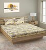 Yellow Floral 250 TC Cotton Double King Sized Bedsheet With 2 Pillow Covers
