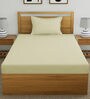 Beige Solid 220 TC Cotton Blend Single Bed Sized Bed Sheets With 1 Pillow Cover