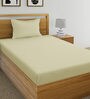 Beige Solid 220 TC Cotton Blend Single Bed Sized Bed Sheets With 1 Pillow Cover