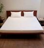 White Solid 300 TC Cotton Blend Queen Sized Bed Sheets with 2 Pillow Covers
