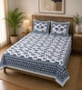 Blue Elephant 100% Cotton King Size Bedsheet with 2 Pillow Covers