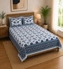 Blue Elephant 100% Cotton King Size Bedsheet with 2 Pillow Covers