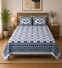 Blue Elephant 100% Cotton King Size Bedsheet with 2 Pillow Covers