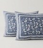Blue Floral 210 TC 100% Cotton King Size Bedsheet with 2 Pillow Covers