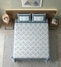 Blue Floral 100% Cotton King Size Bedsheet with 2 Pillow Covers