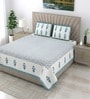 Blue Floral 210 TC 100% Cotton King Size Bedsheet with 2 Pillow Covers