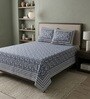 Blue Floral 210 TC 100% Cotton King Size Bedsheet with 2 Pillow Covers