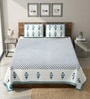Blue Floral 210 TC 100% Cotton King Size Bedsheet with 2 Pillow Covers