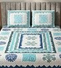 Blue Abstract 100% Cotton King Size Bedsheet with 2 Pillow Covers