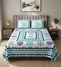 Blue Abstract 100% Cotton King Size Bedsheet with 2 Pillow Covers