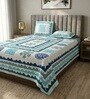 Blue Abstract 100% Cotton King Size Bedsheet with 2 Pillow Covers