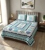 Blue Abstract 100% Cotton King Size Bedsheet with 2 Pillow Covers