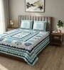 Blue Abstract 100% Cotton King Size Bedsheet with 2 Pillow Covers