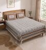 Brown Floral 100% Cotton Super King Size Bedsheet with 2 Pillow Covers