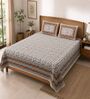 Brown Floral 100% Cotton Super King Size Bedsheet with 2 Pillow Covers