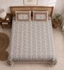 Brown Floral 100% Cotton Super King Size Bedsheet with 2 Pillow Covers
